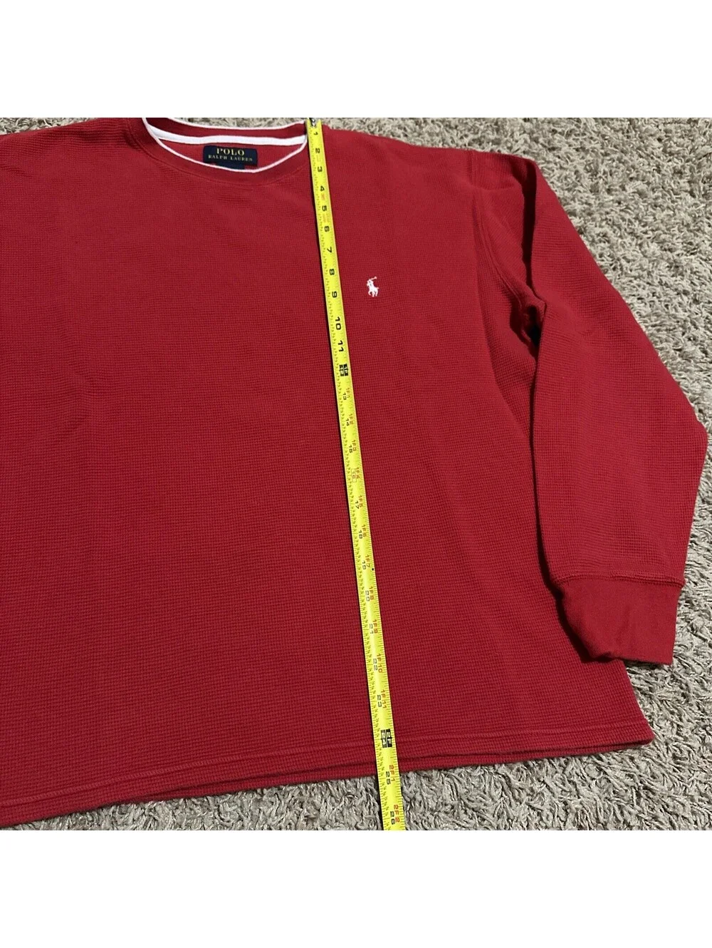 Polo Ralph Lauren Men's Polo Shirt Large? Red Long Sleeve Mesh/Thermal